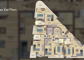 2+1 duplex apartments in the Persimmon - Antalya neighborhood