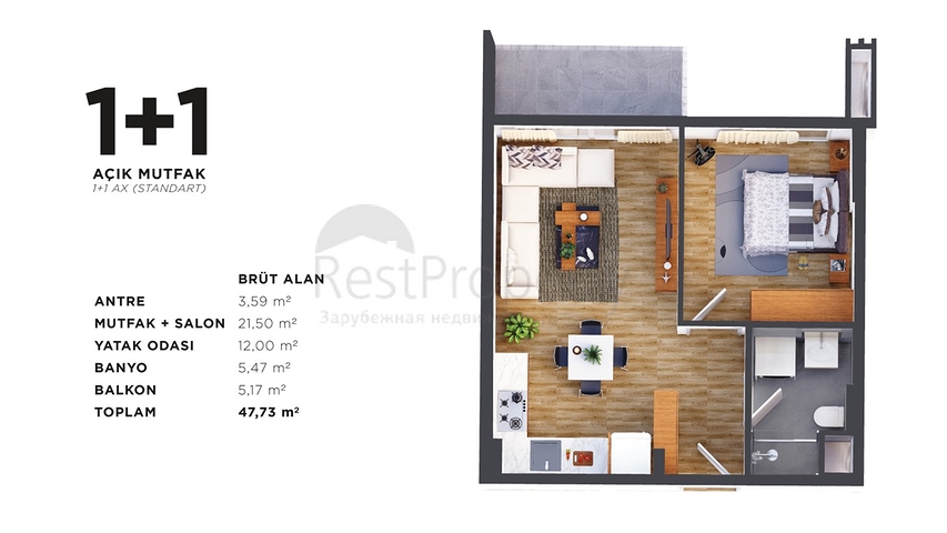 1+1 and 2+1 apartments in Kepez - Antalya area