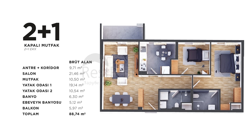 1+1 and 2+1 apartments in Kepez - Antalya area