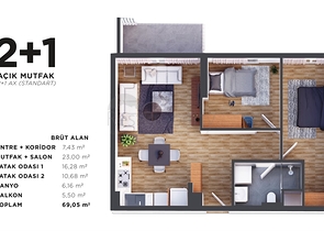 1+1 and 2+1 apartments in Kepez - Antalya area