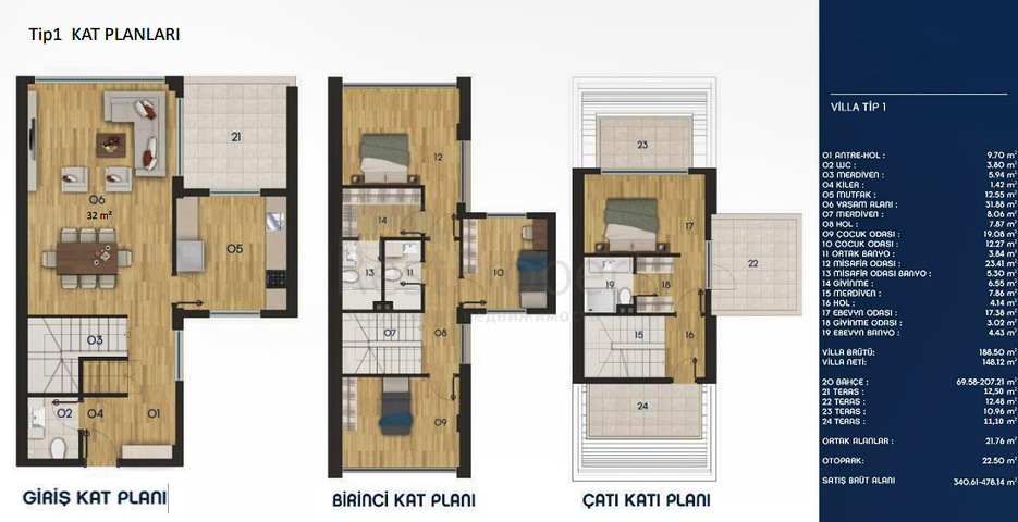 4+1 villas in Doshemealti - Antalya area 