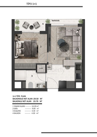1+1 apartments in Altyntas - Antalya area 