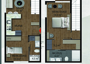 1+1 and 2+1 duplex apartments in Belek Antalya area
