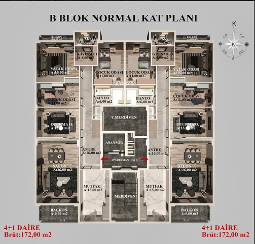 2+1 , 3+1 and 4+1 apartments in Kepez - Antalya area