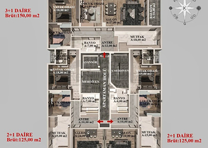 2+1 , 3+1 and 4+1 apartments in Kepez - Antalya area