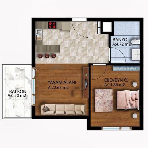 1+1 apartment in Altyntas - Antalya area 