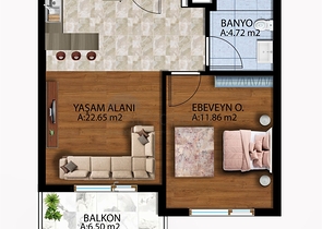 1+1 apartment in Altyntas - Antalya area 