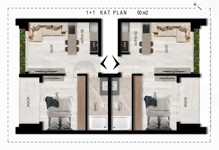 1+1 and 2+1 apartments in Kepez - Antalya area 