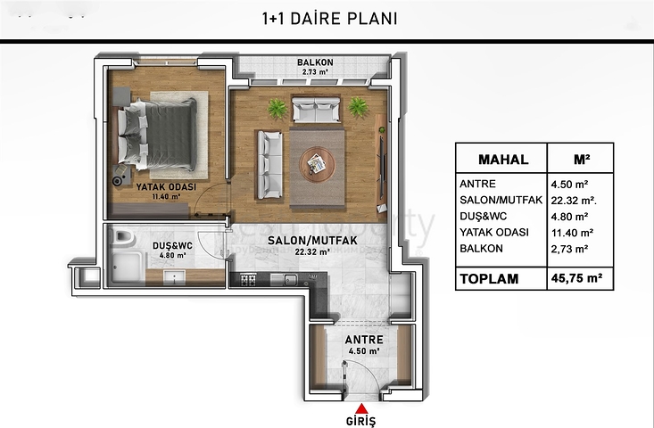 1+1 and 2+1 apartments in Doshemealti - Antalya area 