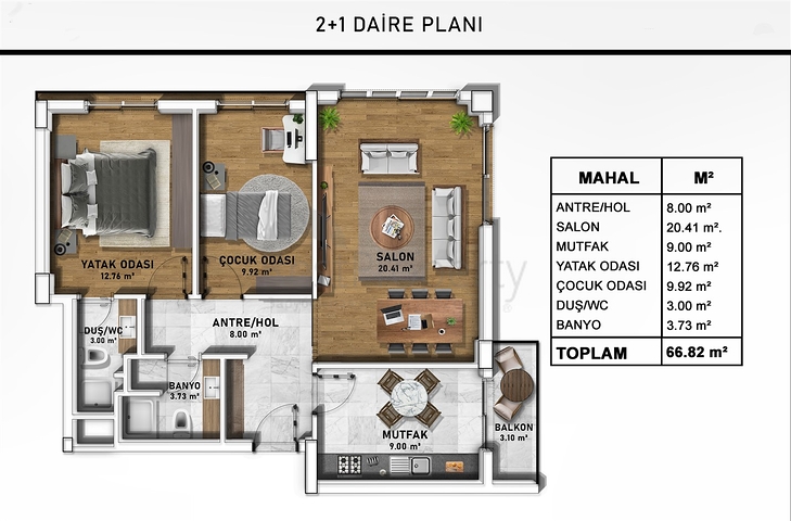 1+1 and 2+1 apartments in Doshemealti - Antalya area 
