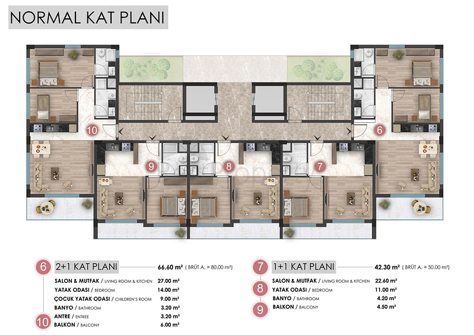 1+1 ,2+1 and 3+1 apartments in Ermenek - Antalya residential area 