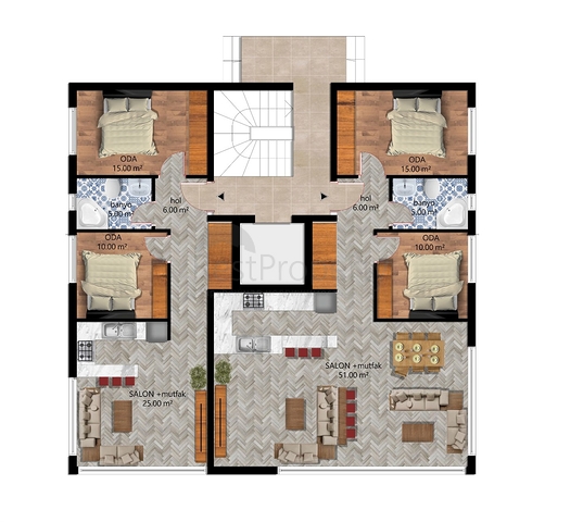 Layout apartments 2+1,3+1 and a 4+1 duplex in the Persimmon - Antalya neighborhood 
