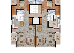 Layout apartments 2+1,3+1 and a 4+1 duplex in the Persimmon - Antalya neighborhood 