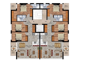 Layout apartments 2+1,3+1 and a 4+1 duplex in the Persimmon - Antalya neighborhood 