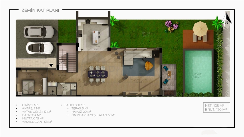 Villas in a 4+1 complex in the Doshemealti - Antalya area 