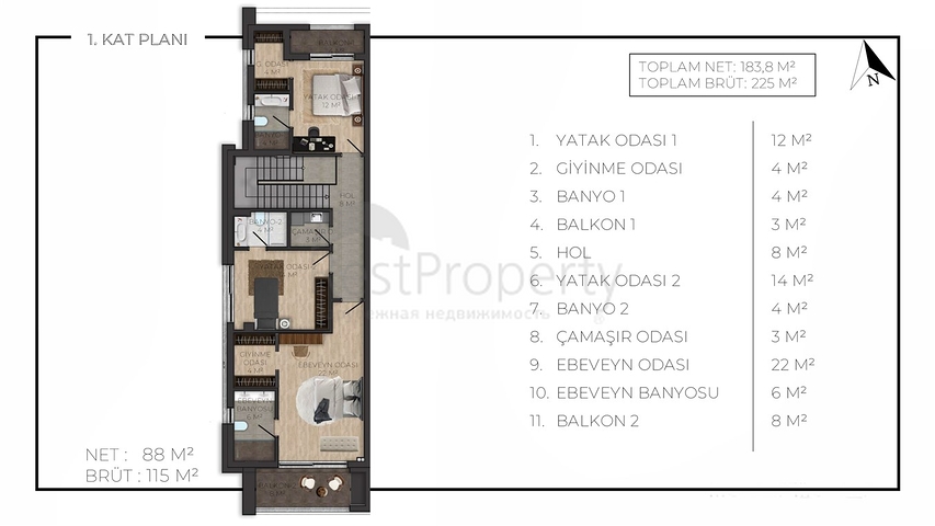 4+1 villas in Doshemealti - Antalya area 