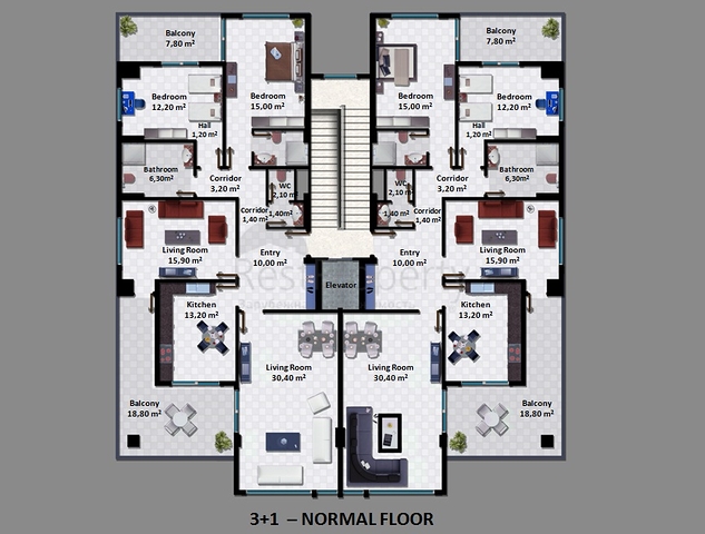 Apartments in a new modern complex in the center of Alanya