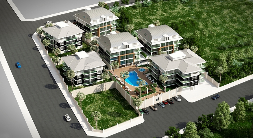 Apartments in a new modern complex in the center of Alanya