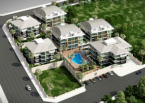 Apartments in a new modern complex in the center of Alanya