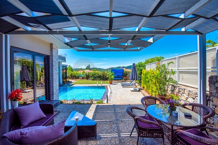 3 + 1 furnished villa with private pool in Ovajik Fethiye