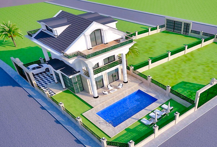 Investment project of a villa 4 + 1 in Fethiye Calis