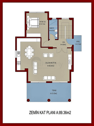 Investment project of a villa 4 + 1 in Fethiye Calis
