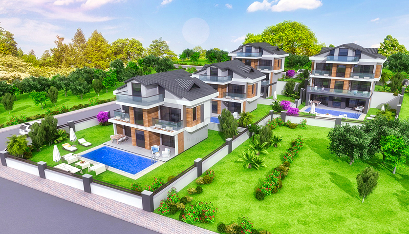 Detached villas 4 + 1 in Gecek Fethiye