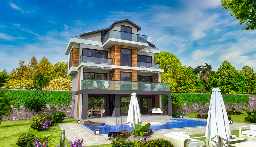Detached villas 4 + 1 in Gecek Fethiye