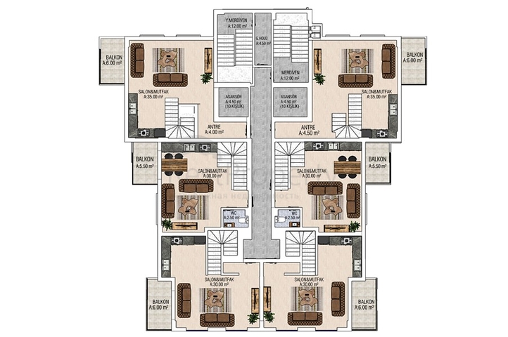 Installment payments -Apartments and Penthouse for sale -in Mahmutlar / Alanya 