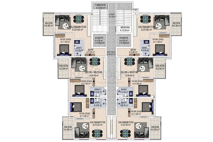 Installment payments -Apartments and Penthouse for sale -in Mahmutlar / Alanya 