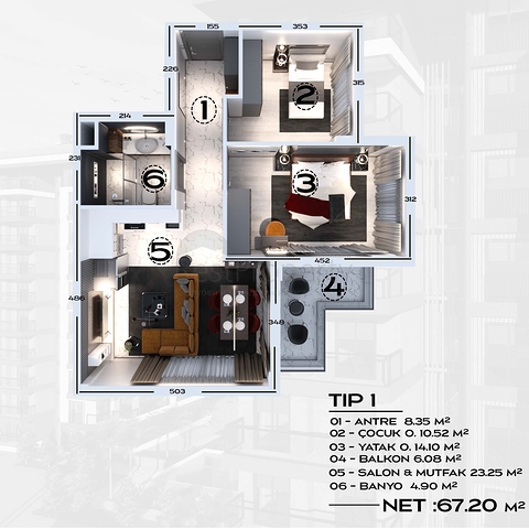 Apartments in a new complex in Avsallar