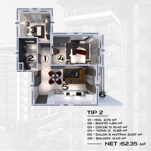 Apartments in a new complex in Avsallar