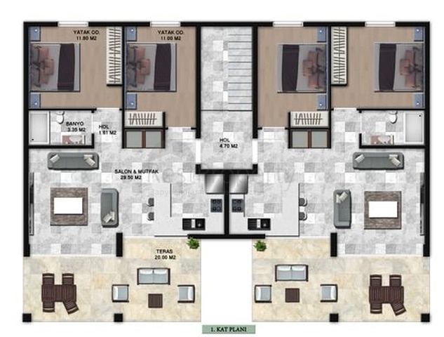 A project of residences with panoramic sea and mountain views in the Gunduan area