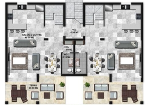 A project of residences with panoramic sea and mountain views in the Gunduan area