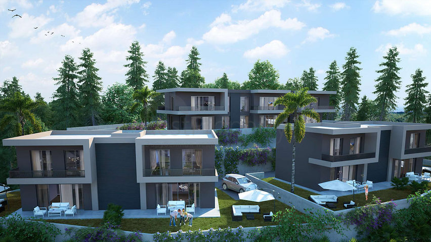 A new investment project surrounded by forests at the excavation stage in the Bogazichi area