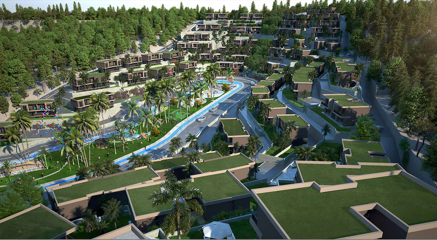 A new investment project surrounded by forests at the excavation stage in the Bogazichi area