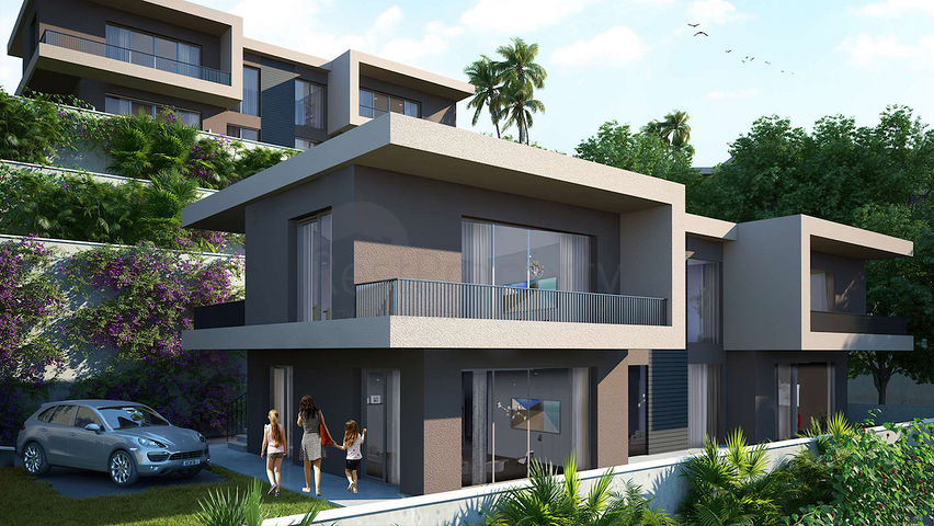 A new investment project surrounded by forests at the excavation stage in the Bogazichi area