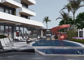 A modern style complex in the prestigious Oba district 