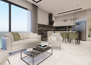 1+1 apartment on the first coastline in a complex with all the infrastructure