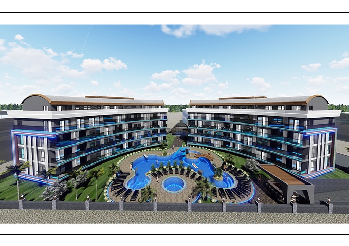 Apartment 1+1 in the Oba district project under construction 