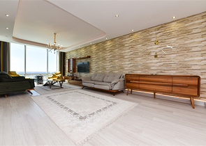 Furnished 4+1 penthouse with sea view in Mahmutlar