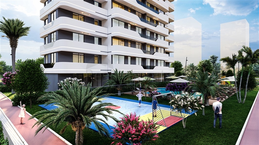 Apartments in a complex under construction in the Erdemli area, 300 meters from the sea