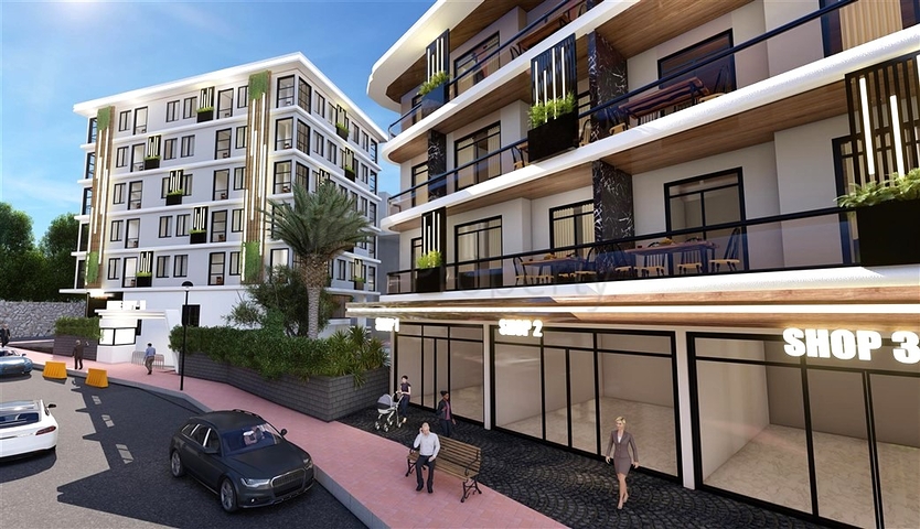 1+1 apartment in a new complex in the center of Alanya