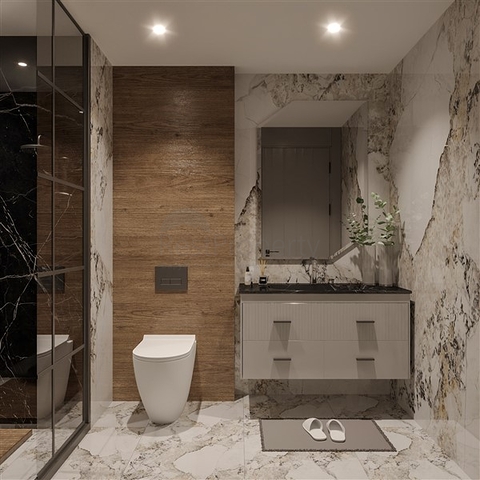 Apartments in a complex under construction in Tomyuk district