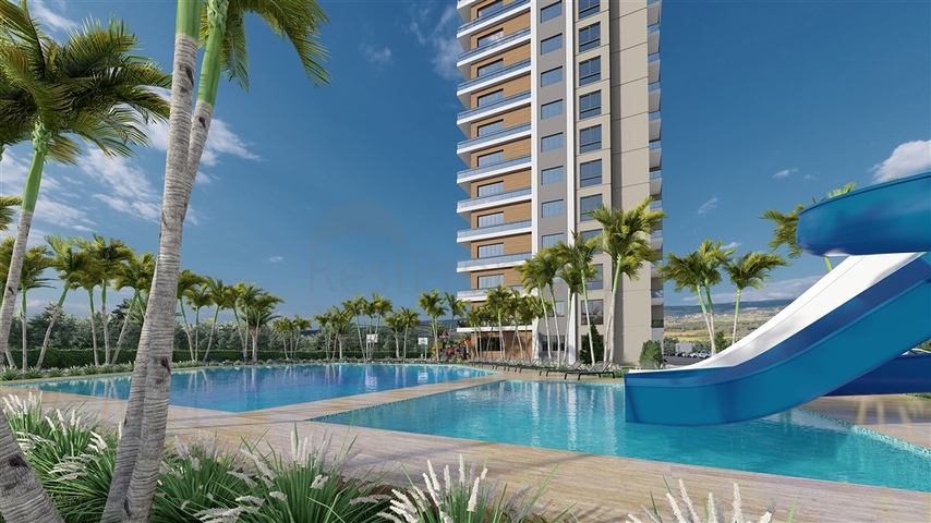 Apartments in a complex under construction with rich infrastructure in the Erdemli area