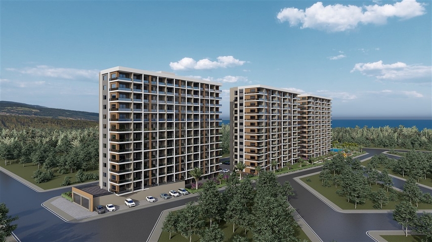 Apartments in a complex under construction with rich infrastructure in the Erdemli area