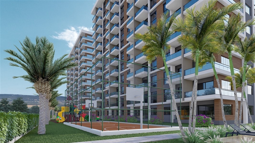 Apartments in a complex under construction with rich infrastructure in the Erdemli area