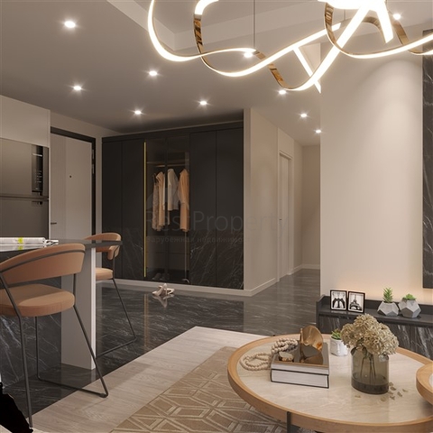 Apartments in a complex under construction with rich infrastructure in the Erdemli area