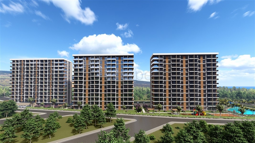 Apartments in a complex under construction with rich infrastructure in the Erdemli area