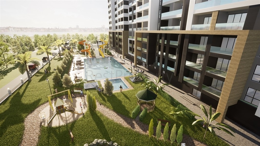 Apartments in a premium segment complex under construction, 150 meters from the sea